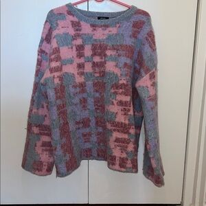 Warm & Cute Pink and Gray Patterned Sweater